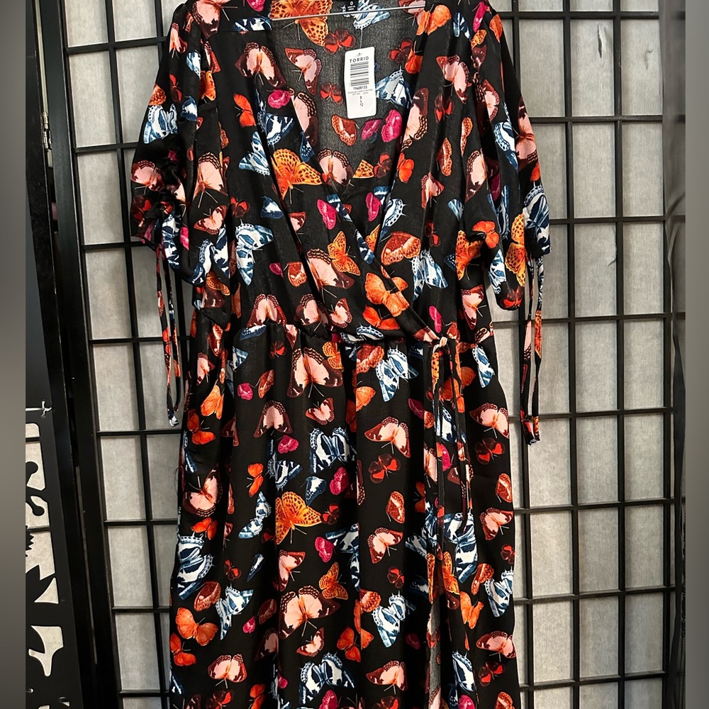 Torrid Butterfly Midi Charmeuse Wrap Dress